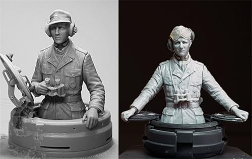 nqhupuo 1/35 WWII German Tank Commander Resin Model Kit Unbemalt und unmontiert Soldat Resin Model Kit (2 Figuren, Keine Panzer) // K9I-6s1 von nqhupuo