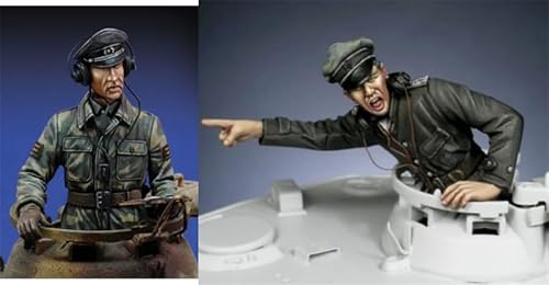 nqhupuo 1/35 WWII German Tank Commander Resin Model Kit Unbemalt und unmontiert Soldat Resin Model Kit (2 Figuren, keine Panzer) // K9I-6s3 von nqhupuo