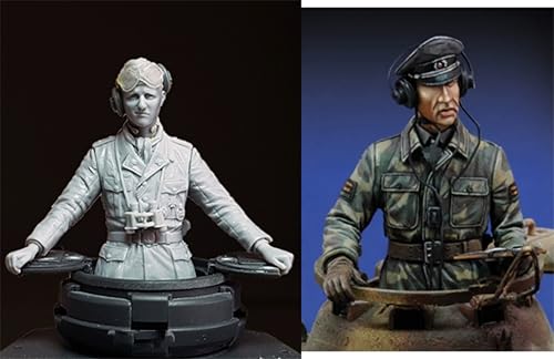 nqhupuo 1/35 WWII German Tanker Resin Soldier Kit Unbemalt und unmontiert Figur Resin Model Kit (2 Figuren, Keine Panzer) // H9v7X1 von nqhupuo