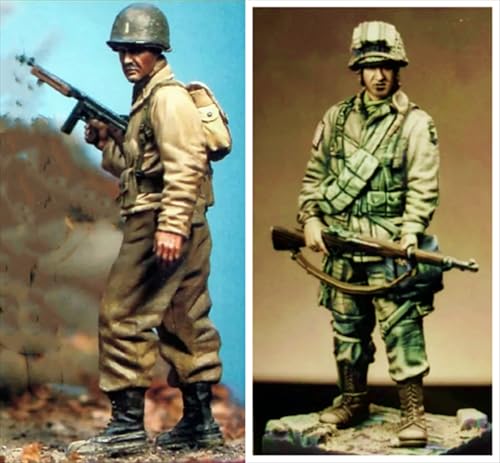 nqhupuo 1/35 WWII US Soldier Resin Model Kit Unbemalt und unmontiert Soldier Resin Model Kit (2-Personen)// K9I-4s7 von nqhupuo