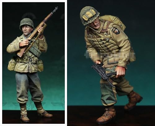 nqhupuo 1/35 WWII US Soldier Resin Model Kit Unbemalt und unmontiert Soldier Resin Model Kit (2-Personen)// K9I-4s8 von nqhupuo