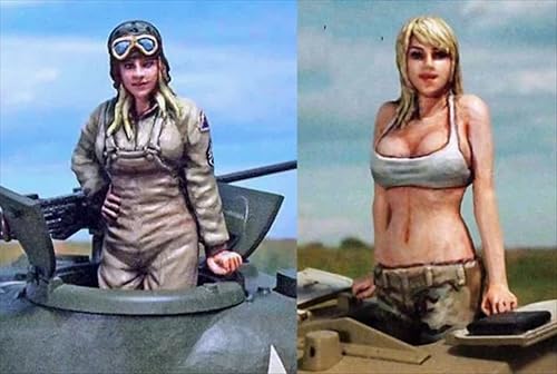 nqhupuo 1/35 WWII US Tank Female Soldier Resin Model Kit Unbemaltes und unmontiertes Soldier Resin Model Kit (2 Figuren, kein Panzer) //P9s3-1 von nqhupuo