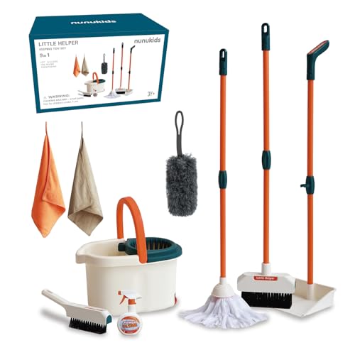 nunukids Toddler Cleaning Set - Realistic Cleaning Set for Toddlers 1-3 - Engaging Kids Broom and Dustpan Set - Safe Toddler Broom and Cleaning Set Toys - Perfect Kids Mop and Broom Set von nunukids