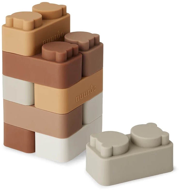 nuuroo Bauklötze Silikon 10er-Pack, Brown, Babyspielzeug von nuuroo