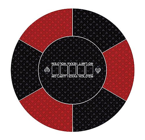 nuveti Runde Pokermatte für Texas Holdem | Tragbare Poker-Tischplatte mit Art-Deco-Layout-Druck für 6–8 Spieler Spiel-Layout-Matte zum Spielen von Karten, Pokerspielen, Blackjack, Casino von nuveti