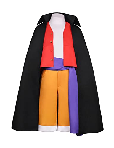 NVRUCS Cosplay Kostüm Anime One Piece Monkey D. Luffy Cloak Jacke Shorts Outfits Halloween Party Uniform (3X-Large) von nvrucs