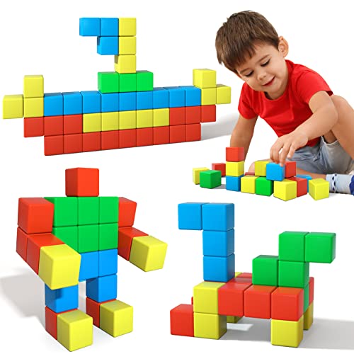 Magnetische Bausteine 3.6CM Große Magnetspiel Magnetbausteine Magnetwürfel Magnetic Spiel Konstruktions Magnete Kinder Geschenk Spielzeug ab 3-5 Jahre Junge Mädchen Geburtstag Weihnachten Ostern 30PCS von obakaer