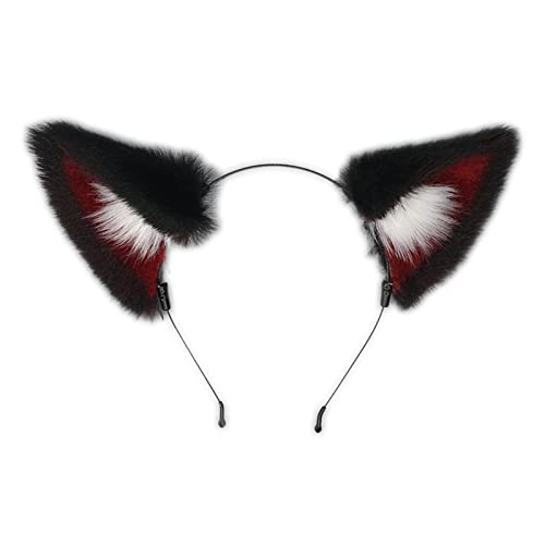 ohodhmnu Anime Schwanz Wolf Ohr Stirnband Halloween Kostüm Cosplay Zubehör Schöne Plüsch Wolf Schwanz Dekorationen von ohodhmnu