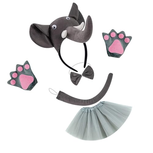 ohodhmnu Elefanten-Kostüm-Set für Kinder, Elefantenohren, Stirnband, Schwanz, Fliege, Tutus, Handschuhe für Halloween, Weihnachten, Tier-Cosplay-Kits ohodhmnu Elefanten-Kostüm-Set für Kinder, Elefantenohren, Stirnband, Schwanz, Fliege, Tutus, Handschuhe für Halloween, Weihnachten, Tier-Cosplay-Kits von ohodhmnu