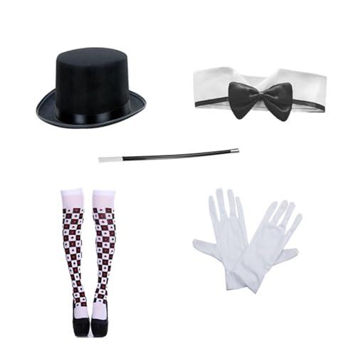 ohodhmnu Erwachsenen-Kostüm, Zauberer, Rollenspiel, Requisiten, Outfit, ausgefallene Party, Hut, Handschuhe, Fliege, Set, Halloween, Cosplay-Kostüm ohodhmnu Erwachsenen-Kostüm, Zauberer, Rollenspiel, Requisiten, Outfit, ausgefallene Party, Hut, Handschuhe, Fliege, Set, Halloween, Cosplay-Kostüm von ohodhmnu