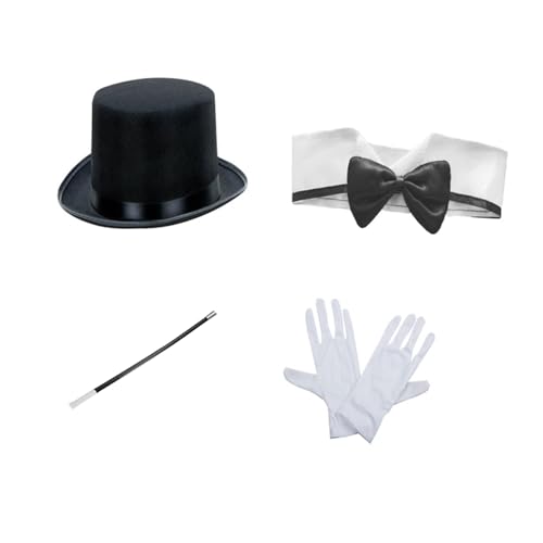 ohodhmnu Erwachsenen-Kostüm, Zauberer, Rollenspiel, Requisiten, Outfit, ausgefallene Party, Hut, Handschuhe, Fliege, Set, Halloween, Cosplay-Kostüm ohodhmnu Erwachsenen-Kostüm, Zauberer, Rollenspiel, Requisiten, Outfit, ausgefallene Party, Hut, Handschuhe, Fliege, Set, Halloween, Cosplay-Kostüm von ohodhmnu