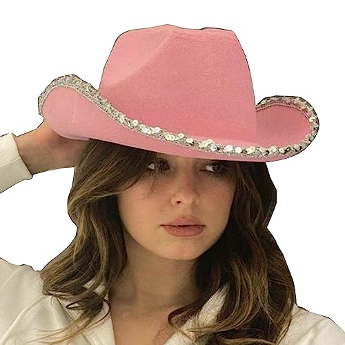 ohodhmnu Junggesellinnenabschied, Cowgirl, Braut, Cowboyhut, Damen, Brautparty, Pailletten, Krempe, Hut, Mädchen, Karneval, Cosplay, Party-Requisiten ohodhmnu Junggesellinnenabschied, Cowgirl, Braut, Cowboyhut, Damen, Brautparty, Pailletten, Krempe, Hut, Mädchen, Karneval, Cosplay, Party-Requisiten von ohodhmnu