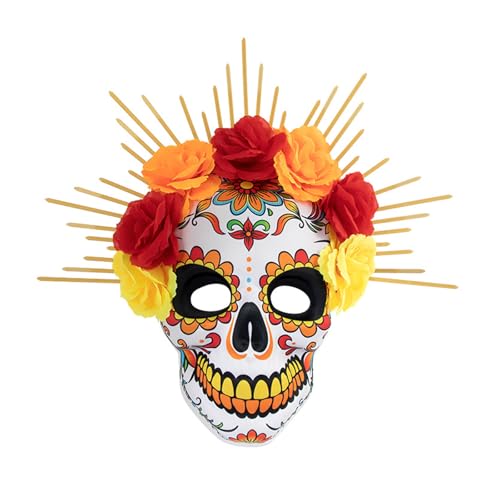 ohodhmnu Tag der Toten Zuckerschädel mit Rosen-Dekorationen, Maskerade für Halloween, Cosplay, Party, Kostüm, Geschenke ohodhmnu Tag der Toten Zuckerschädel mit Rosen-Dekorationen, Maskerade für Halloween, Cosplay, Party, Kostüm, Geschenke von ohodhmnu