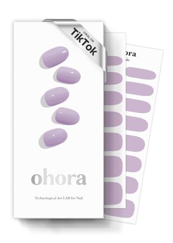 ohora Halbgehärtete Gel-Nagelstreifen (N Blaubeermarmelade) – Funktioniert mit allen Nagellampen, Salonqualität, langlebig – Inklusive 2 Vorbereitungspads, Nagelfeile und Holzstab – Lila von ohora
