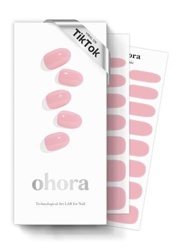 ohora Halbgehärtete Gel-Nagelstreifen (N Cream Pink) – funktioniert mit jeder Nagellampe, Salon-Qualität, langlebig, einfach anzubringen und zu entfernen, inklusive 2 Vorbereitungspads, Nagelfeile von ohora