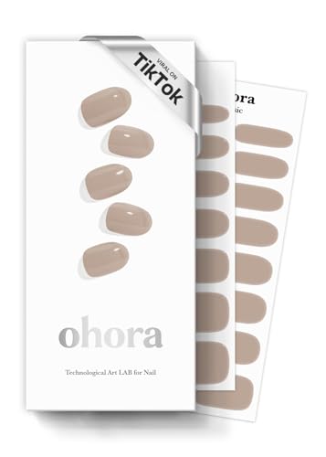 ohora Halbgehärtete Gel-Nagelstreifen (N Cremebeige) – Funktioniert mit allen Nagellampen, Salonqualität, langlebig – Inklusive 2 Vorbereitungspads, Nagelfeile und Holzstab – Beige von ohora