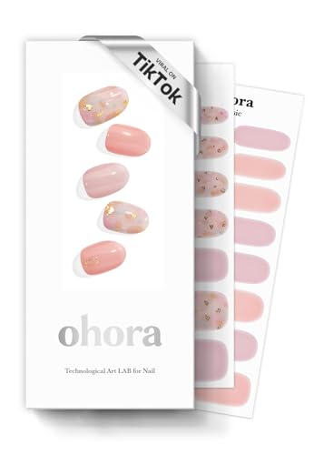 ohora Halbgehärtete Gel-Nagelstreifen (N Fauler Sonntag) – Funktioniert mit allen Nagellampen, Salonqualität, langlebig – Inklusive 2 Vorbereitungspads, Nagelfeile und Holzstab – Rosa von ohora