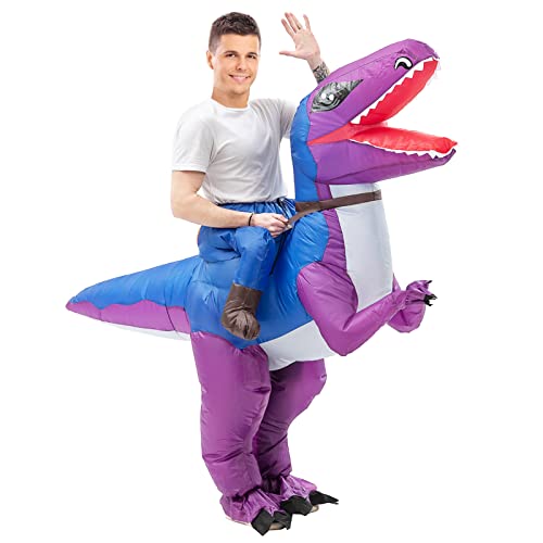 olyee Aufblasbares Dinosaurier-Kostüm für Erwachsene, Cosplay-Kostüm, T-Rex-Fahrer-Kostüm für Weihnachtsfeier, Violett von olyee