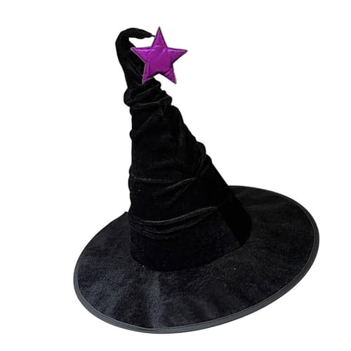 omiinitio Große Schwarze Hexenhut Für Frauen Star Plissee Witch Caps Halloween Cosplay Kostümzubehör Für Frauen Mädchen von omiinitio
