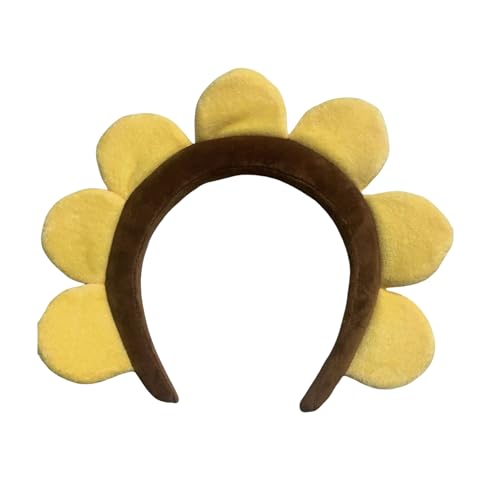 omiinitio Sonnenblume Hohe Schädelstirnband Für Familien Sammeln Plüschhaarhoop Frauen Gesichtswäsche Haarband Cosplay Photography Requisiten Party Haardekoration von omiinitio