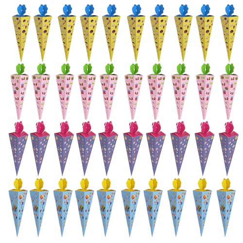 40 Stück Kleine Schultüten Zum Befüllen, Mini Schultüten Zum Befüllen Zuckertüte Klein Geschwister Schultüte Junge Schultüte Mini Zuckertüten Klein Kleine Zuckertüten Gäste Für Die Einschulung von oooaooo