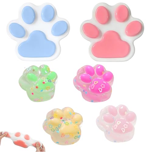 6 Stück Fufu Squishy Sets, Katzenpfoten Squishy Fidget Toys, Anti Stress Spielzeug für Sensory Training, Süße Weiche Katzenpfoten Weiches Squishy Kit für Kinder von oooaooo