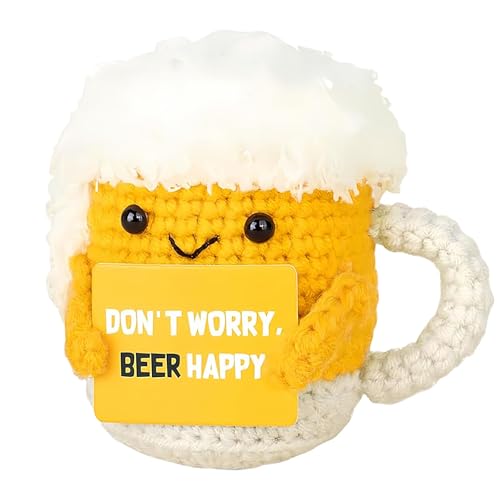 oooaooo Bier Geschenke für Männer, Lustige Geschenke für Männer, Emotional Gestrickte Bierchen mit Motivationskarte, Partner Spielzeug Zum Aufmuntern, Positive Geschenk für Bierliebhaber und Freund von oooaooo