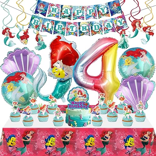 Mermaid Geburtstagsdeko 4 Jahre, Meerjungfrau Folienballon, Meerjungfrau Luftballon Deko, Meerjungfrau Kuchen Deko, Meerjungfrau Geburtstagsdeko, Geburtstagsdeko Mädchen von oosheon