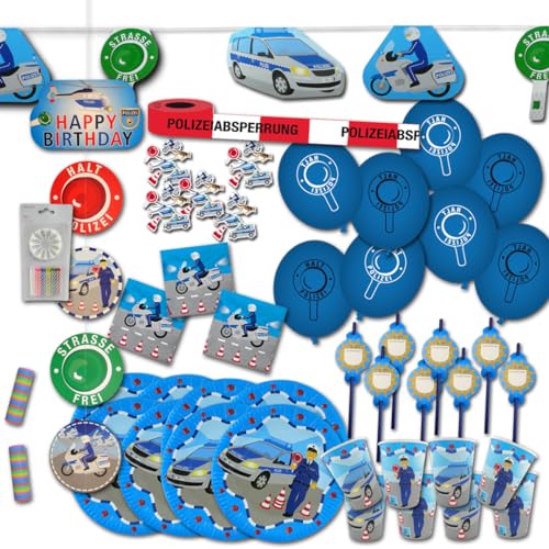 Polizei Deko Kindergeburtstag Party Set XL - Partydeko & Partygeschirr für 8 Polizeikinder Polizei Deko Kindergeburtstag Party Set XL - Partydeko & Partygeschirr für 8 Polizeikinder von ORDENO