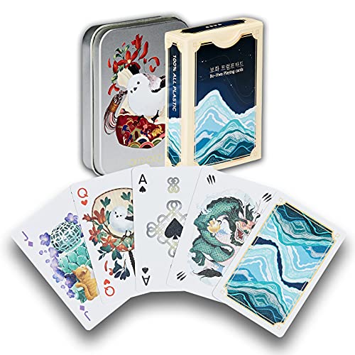 oroora Bohwa Tichu Brettspiel mit Kartenetui - 100% wasserdichte Kunststoff-Spielkarten, Pokergröße, Qualität geprägt - 1 Deck + Koffer von oroora