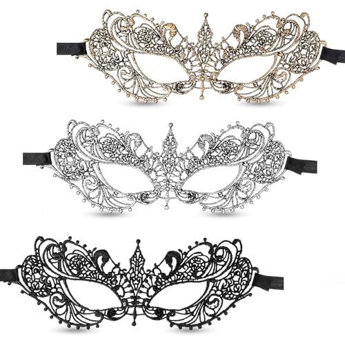 oruola 3 Stück Maskenball Damen Elegant,Maskenball Spitzenmaske für Frauen,Maske Spitze Schwarz,Karneval Spitze Maske,Ball Kostüm Zubehör für Maskerade Party,Schwarz Gold Silber oruola 3 Stück Maskenball Damen Elegant,Maskenball Spitzenmaske für Frauen,Maske Spitze Schwarz,Karneval Spitze Maske,Ball Kostüm Zubehör für Maskerade Party,Schwarz Gold Silber von oruola