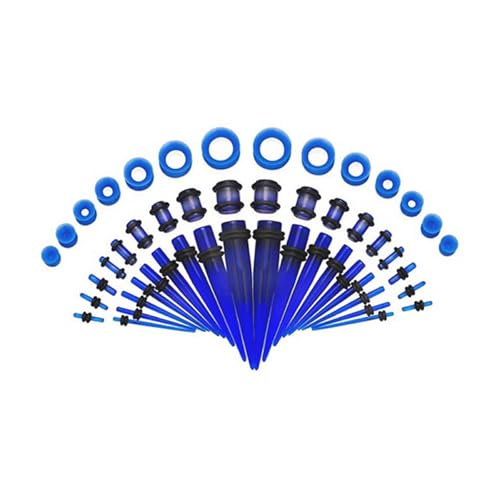 osiuujkw 54 teiliges Premium Ohr Dehnungsset mit feiner Verarbeitung als Geschenk für eine sichere und einfache Erweiterung der Ohrmessgeräte, einfach und sicher auf Acryl, Blau von osiuujkw