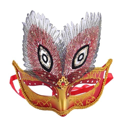 oueyfer Pfauen-Maske, Halloween-Halbgesichtsmaske, bezaubernde Maske, bemalte Tiermaske, Requisiten für Männer und Frauen, Pfauenmaske für Damen und Herren, halbe Gesichtsmaske, Halloween-Maske, von oueyfer