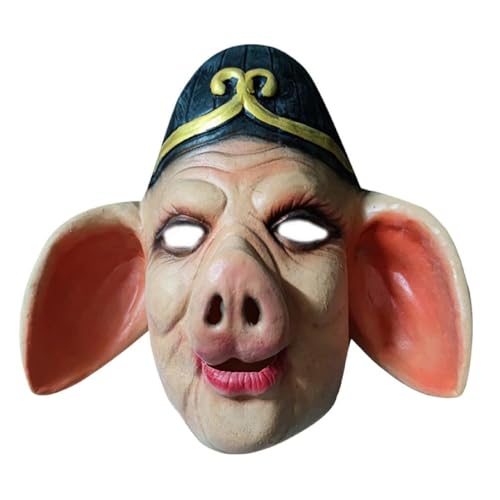 oueyfer Realistisches Latexschwein Bajie Pig für Halloween, Festival, Maskerade, Party, Cosplay, Erwachsene, Vollgesichtskopfbedeckung, Halloween, Cosplay-Kostüm von oueyfer