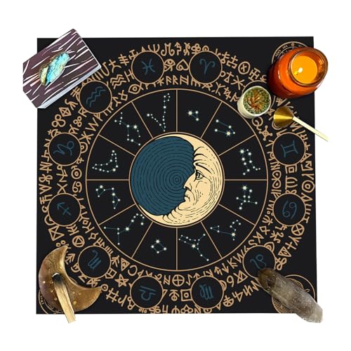 oueyfer Tarotkarten Tischdecke Quadratisch Wahrsagerei Tapisserie Mondphasen Astrologie Tischdecke Tischset Hexereibedarf Wahrsagungskarten Tischdecke Wanddekoration von oueyfer