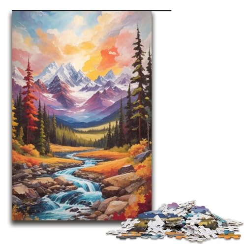 1000 Puzzle Berge Landschaft Fluss Holz Kinderpuzzle Familie Eltern-Kind-Interaktion 1000 Teile von ouynngjing