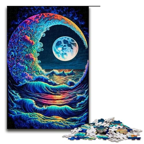1000 Puzzle Bunte Wellen3 Holzpuzzle für Kinder FamilienElternKindInteraktion 1000 Teile (75 x 50 cm) von ouynngjing