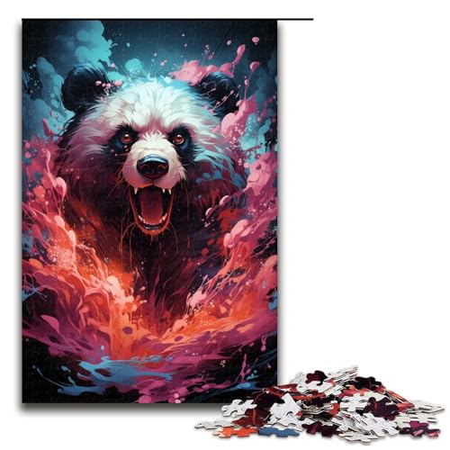 1000 Puzzle Bunter Panda Holzpuzzle für Kinder FamilienElternKindInteraktion 1000 Teile (75 x 50 cm) von ouynngjing