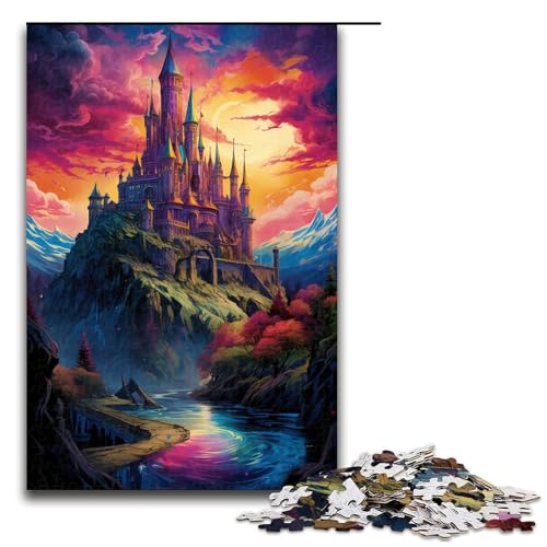 1000 Puzzle EIN großes Schloss über der Stadt Holzpuzzle für Kinder FamilienElternKindInteraktion 1000 Teile (75 x 50 cm) von ouynngjing
