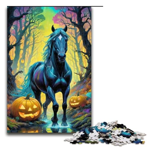 1000 Puzzle Halloween Horse6 Holz Kinderpuzzle Familie Eltern-Kind-Interaktion 1000 Teile von ouynngjing