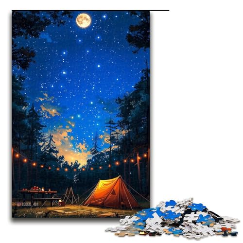 1000 Puzzle Nachtcamping Holzpuzzle für Kinder FamilienElternKindInteraktion 1000 Teile (75 x 50 cm) von ouynngjing