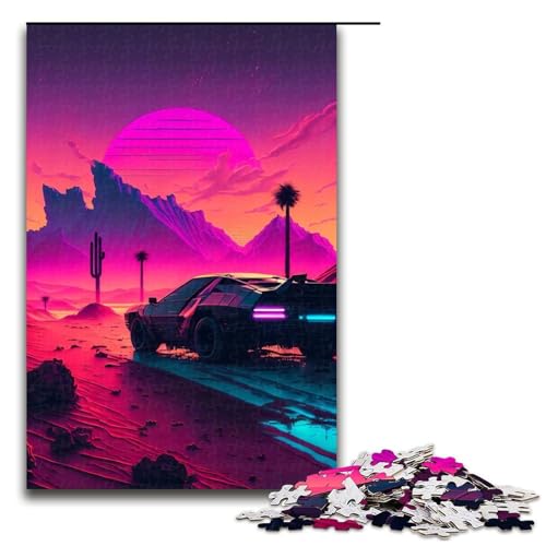 1000 Puzzle Neonauto Holzpuzzle für Kinder Familie ElternKindInteraktion 1000 Teile (75 x 50 cm) von ouynngjing