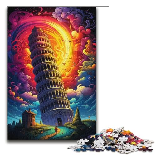 1000 Puzzle Schiefer Turm von Pisa Italien Holzpuzzle für Kinder FamilienElternKindInteraktion 1000 Teile (38 x 26 cm) von ouynngjing