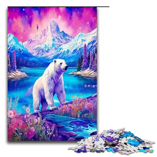 1000 Puzzle Schneebedeckter Berg Eisbär Holzpuzzle für Kinder Interaktion zwischen Familie und Kind 1000 Teile (75 x 50 cm) von ouynngjing