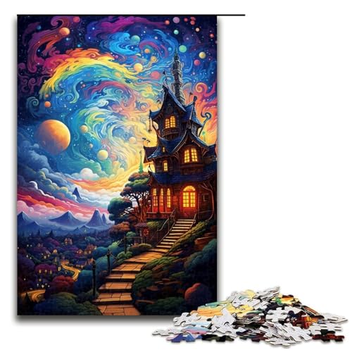 1000 Puzzle Schöne psychedelische Stadt Holzpuzzle für Kinder FamilienElternKindInteraktion 1000 Teile (75 x 50 cm) von ouynngjing