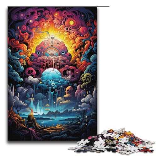 1000 Teile Bunte psychedelische Zeitkunst-Puzzles für Erwachsene Holzpuzzle Familienspiele 1000 Teile (38 x 26 cm) von ouynngjing