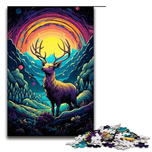 1000 Teile Farbhirsch14 Puzzle für Erwachsene Holzpuzzle Familienspiele 1000 Teile (75 x 50 cm) von ouynngjing