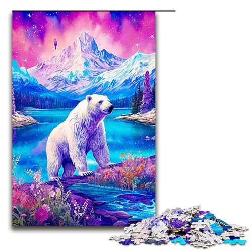 1000 Teile Schneebedeckter Berg Eisbär Puzzlespiel Puzzle für Erwachsene Geeignet für Paare und Teenager ab 14 Jahren 1000 PCS von ouynngjing