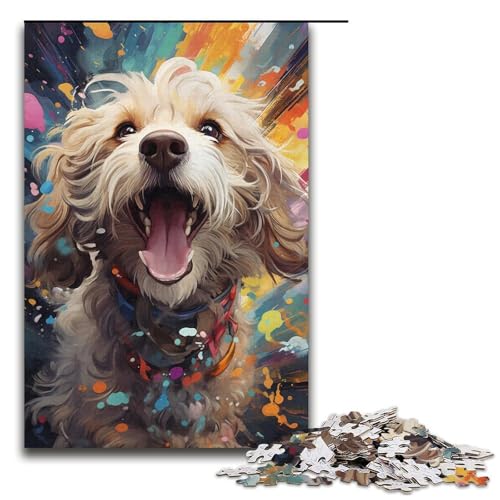 1000 Teile buntes psychedelisches Puzzlespiel mit spanischem Wasserhund Puzzle für Erwachsene geeignet für Paare und Teenager ab 14 Jahren 1000 Teile (38 x 26 cm) von ouynngjing