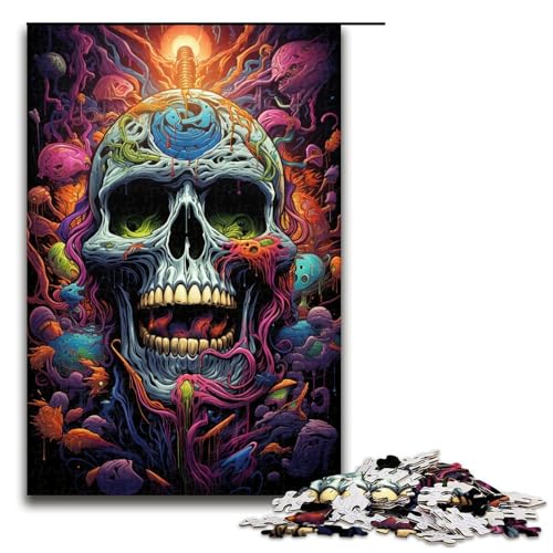 1000 Teile buntes psychedelisches Totenkopf-Puzzlespiel Puzzle für Erwachsene geeignet für Paare und Teenager ab 14 Jahren 1000 Teile (75 x 50 cm) von ouynngjing